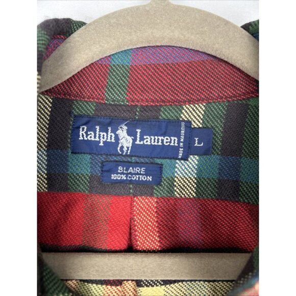 Ralph Lauren Men’s Large Custom Fit Plaid Flannel Shirt LS Button Front Red - Picture 3 of 9